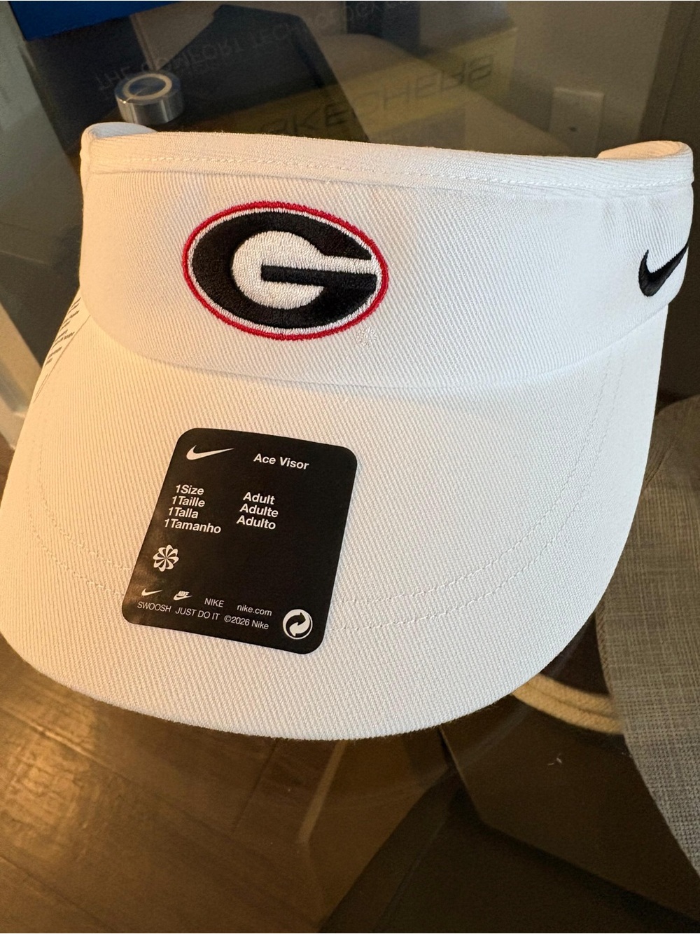 Nike White Kids Visor with Georgia 'G' Embroidered Logo